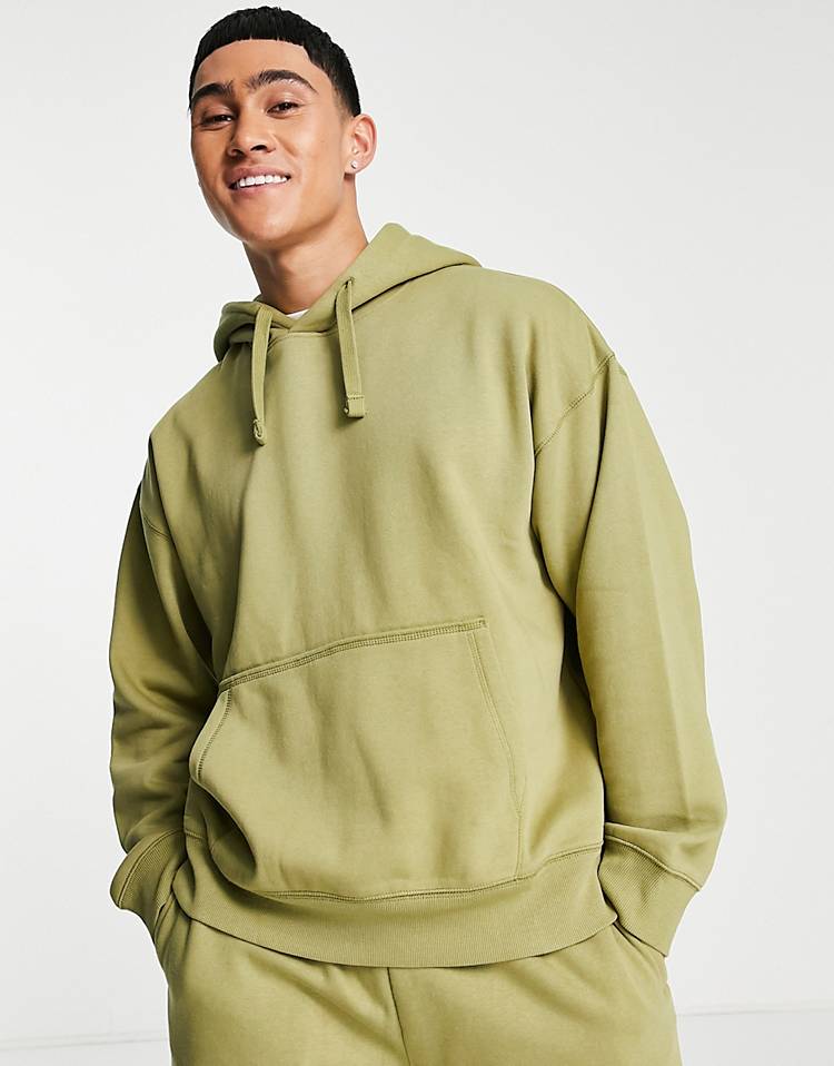 Topman heavyweight oversized hoodie in khaki